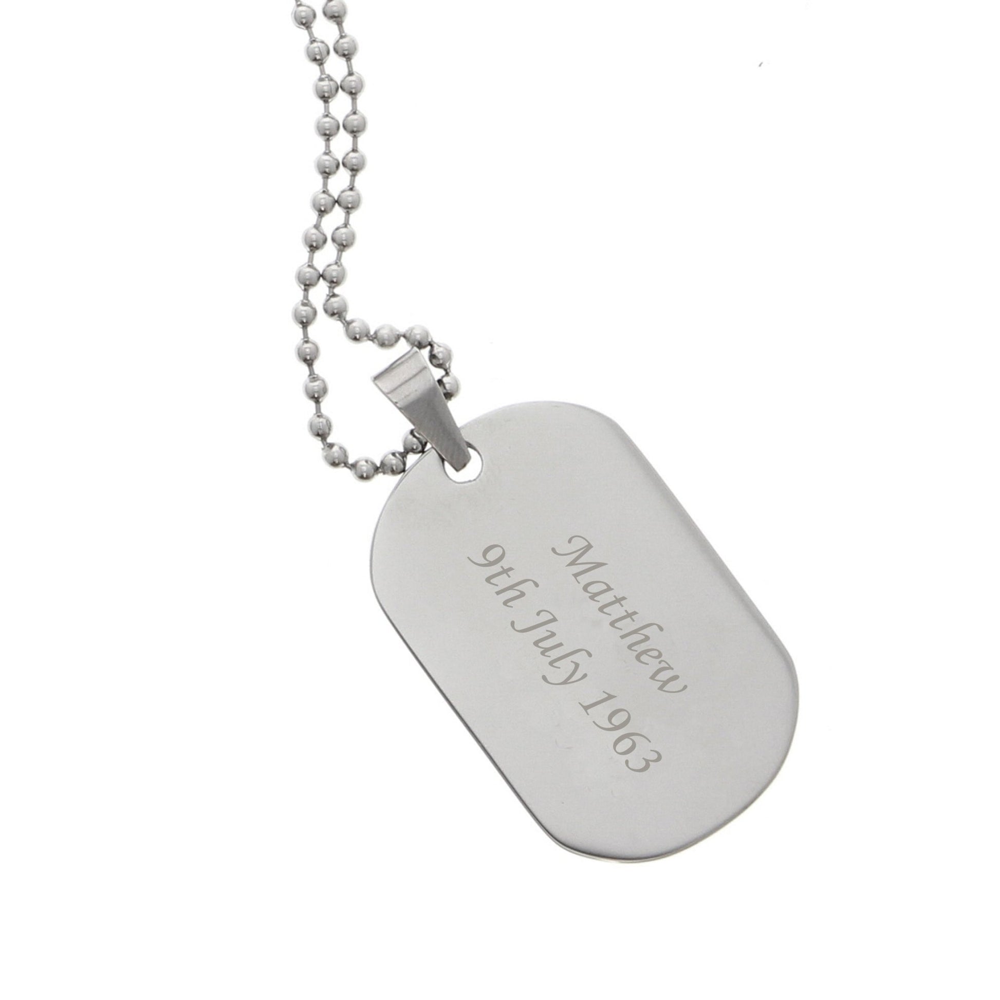 Personalised Stainless Steel Dog Tag Necklace | Inspired Creative Gifts