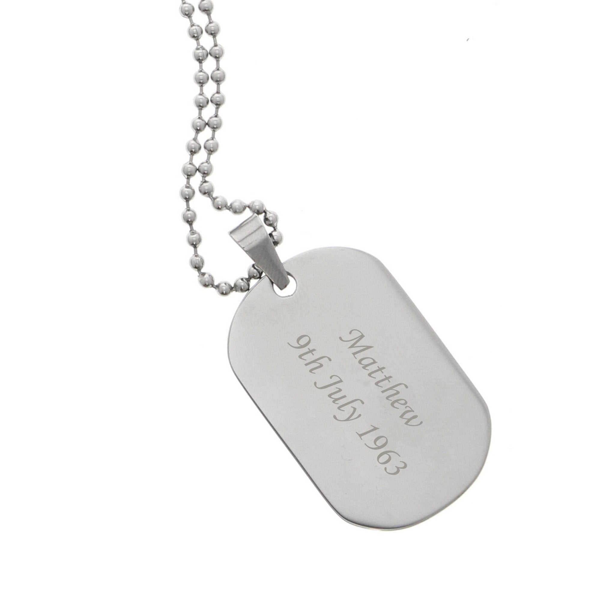 Personalised Stainless Steel Dog Tag Necklace | Inspired Creative Gifts | UK Supplier