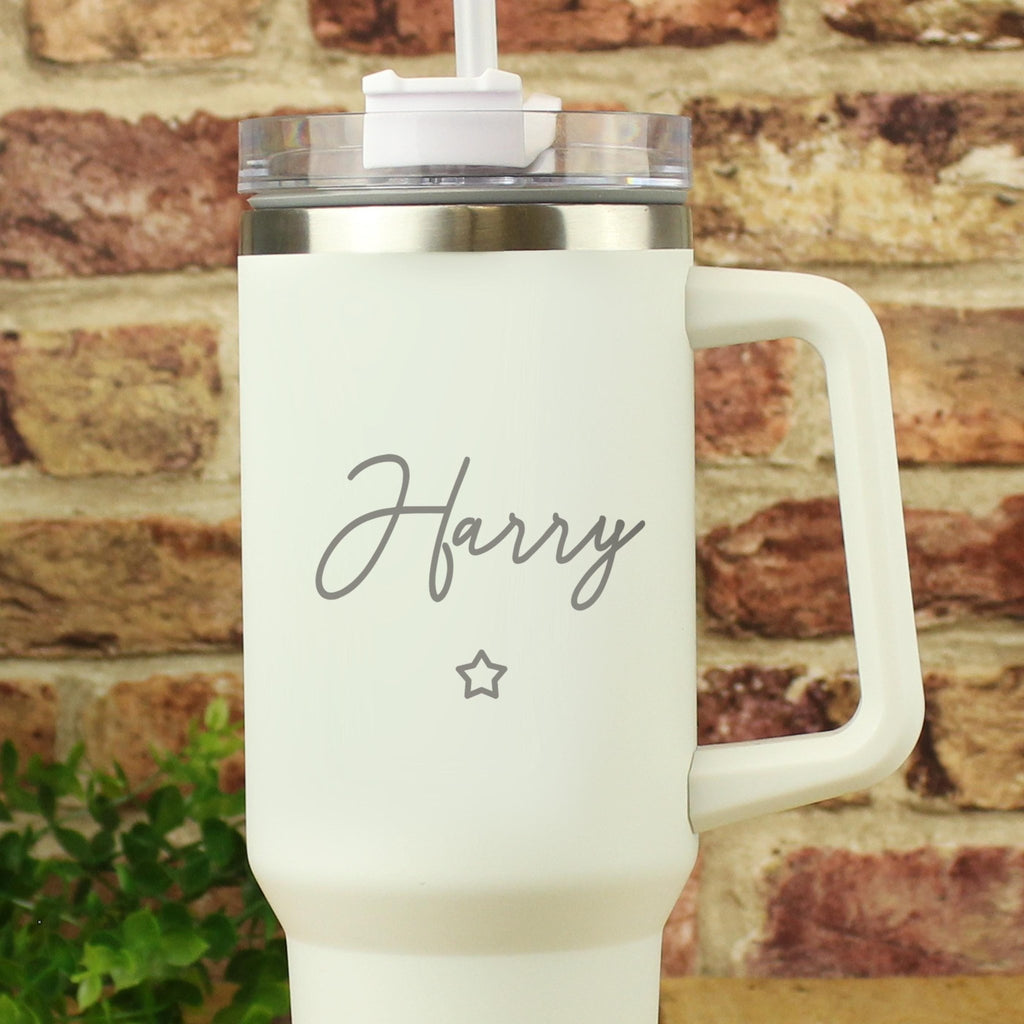 Personalised Star 40oz White Travel Cup | Great Birthday Gift | Coffee or Tea Travel Cup | Inspired Creative Gifts