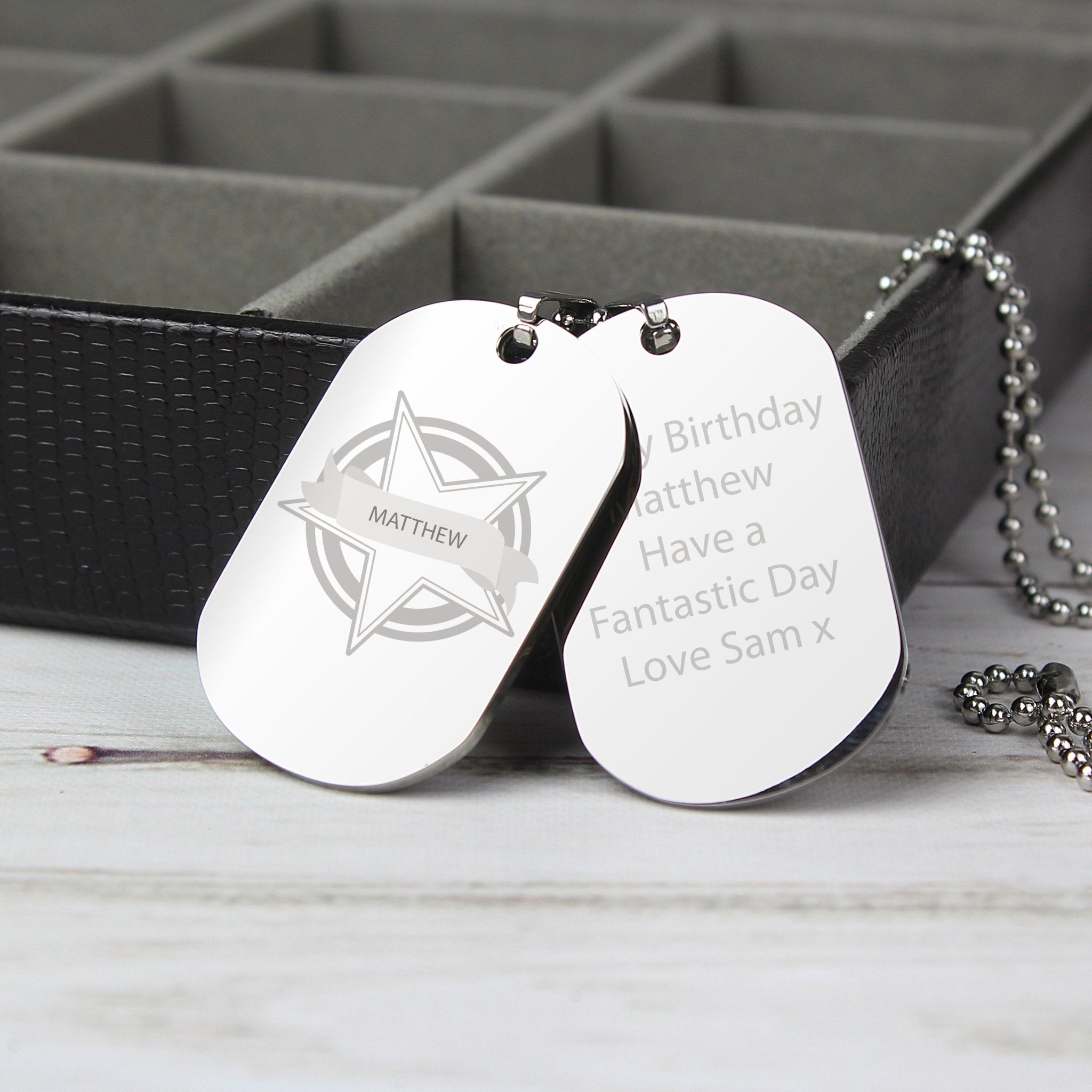 Personalised Star Stainless Steel Double Dog Tag Necklace | Inspired Creative Gifts | UK Supplier