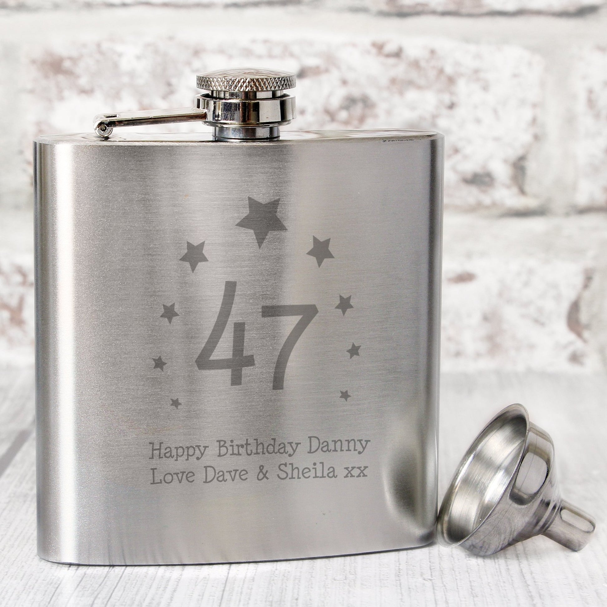 Personalised Stars Age Hip Flask | Inspired Creative Gifts | UK Supplier