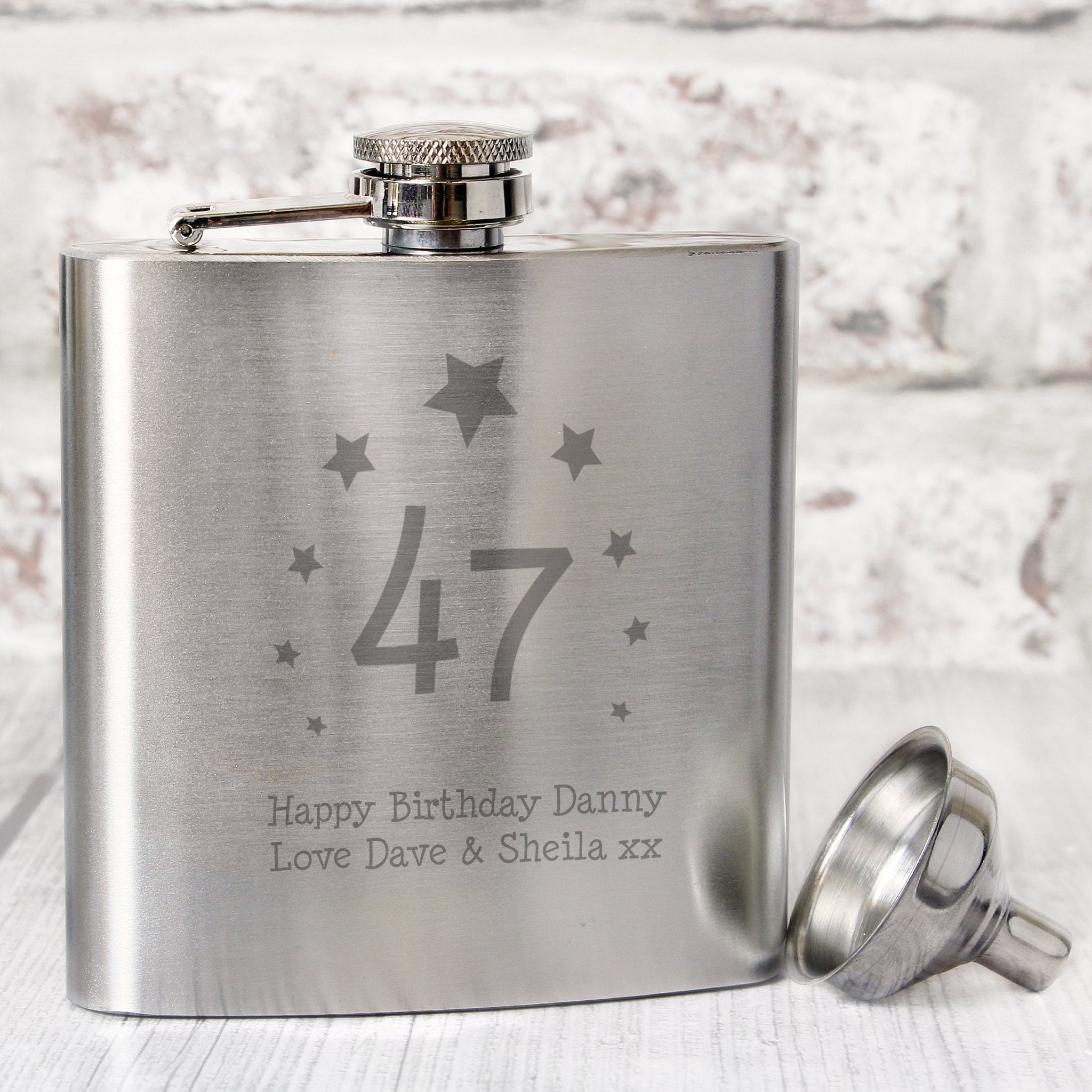 Personalised Stars Age Hip Flask | Inspired Creative Gifts | UK Supplier