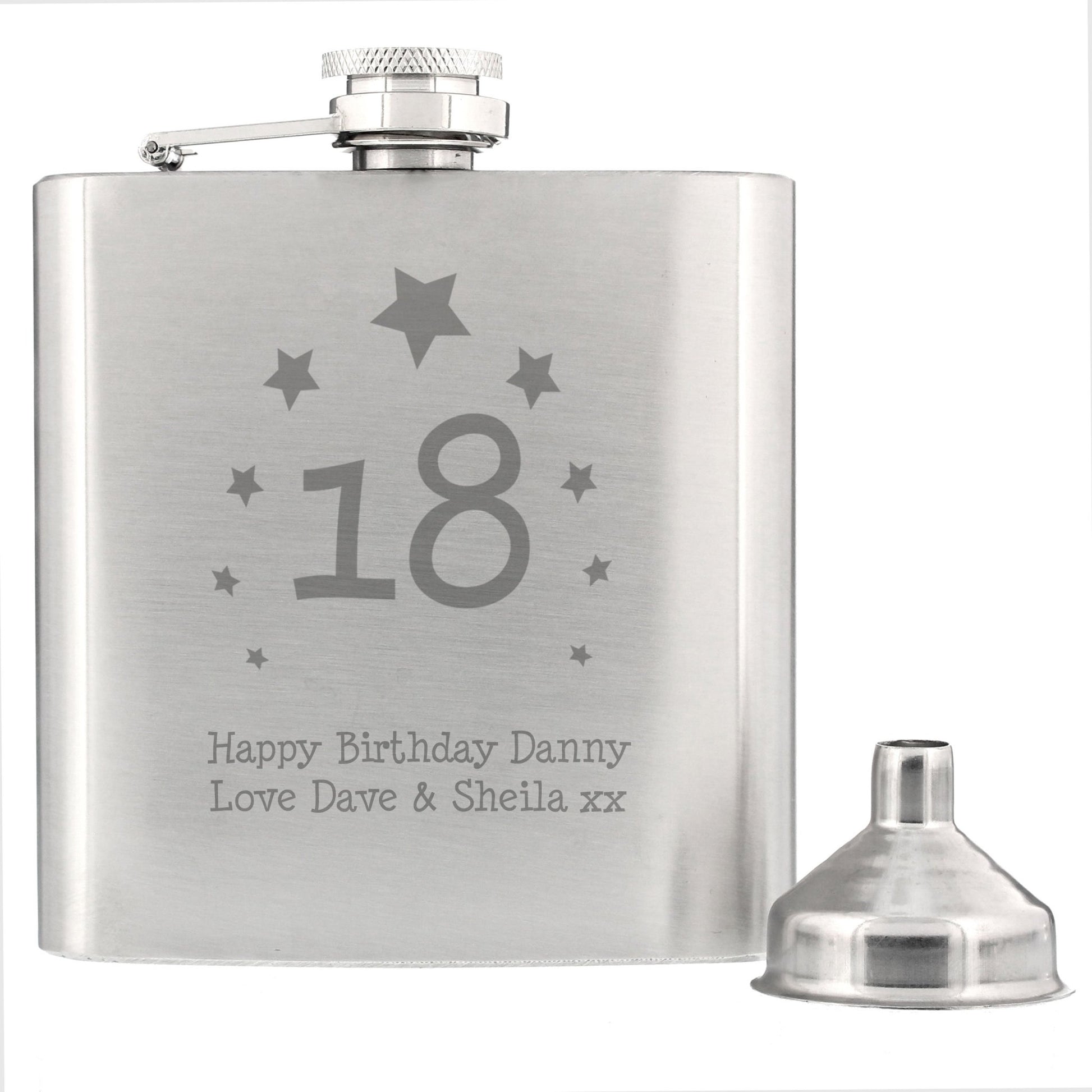 Personalised Stars Age Hip Flask | Inspired Creative Gifts | UK Supplier