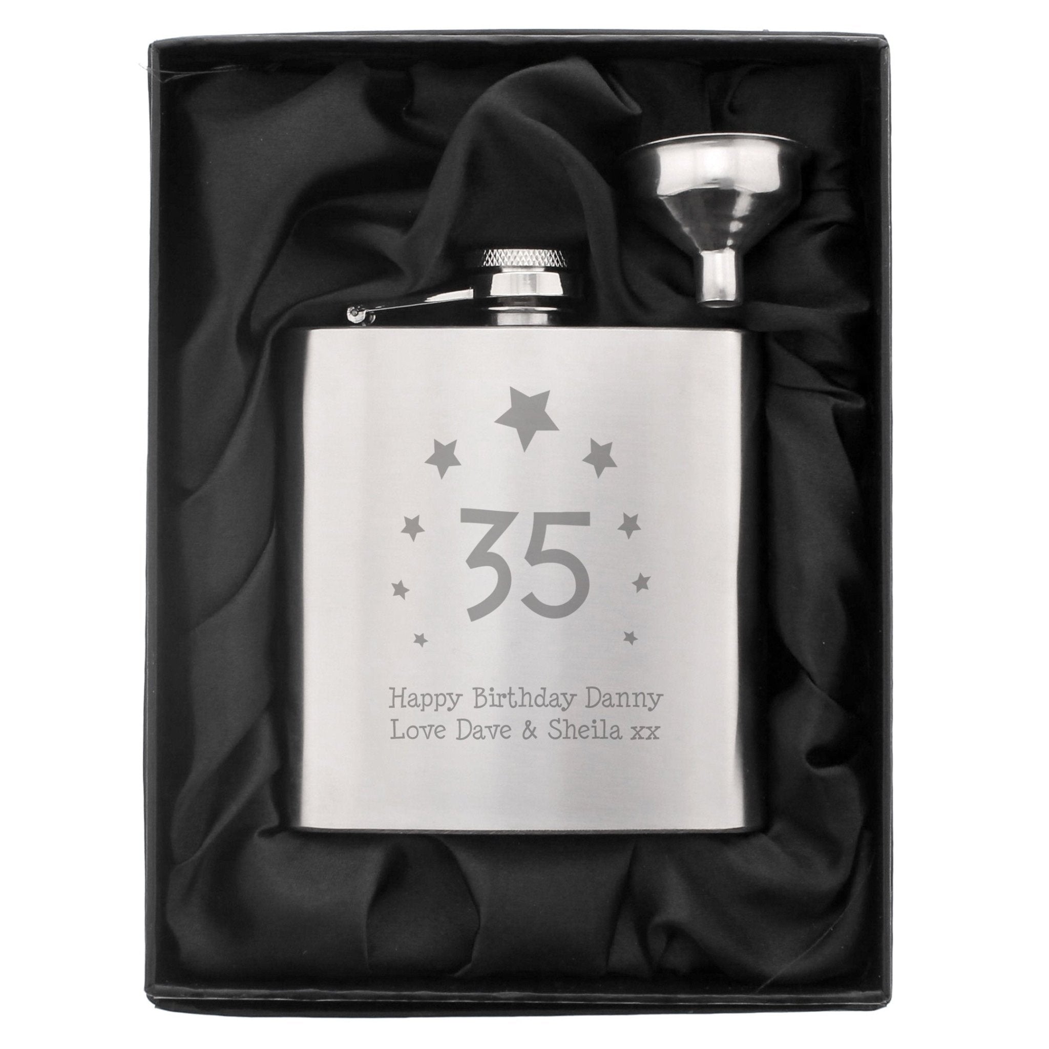 Personalised Stars Age Hip Flask | Inspired Creative Gifts | UK Supplier