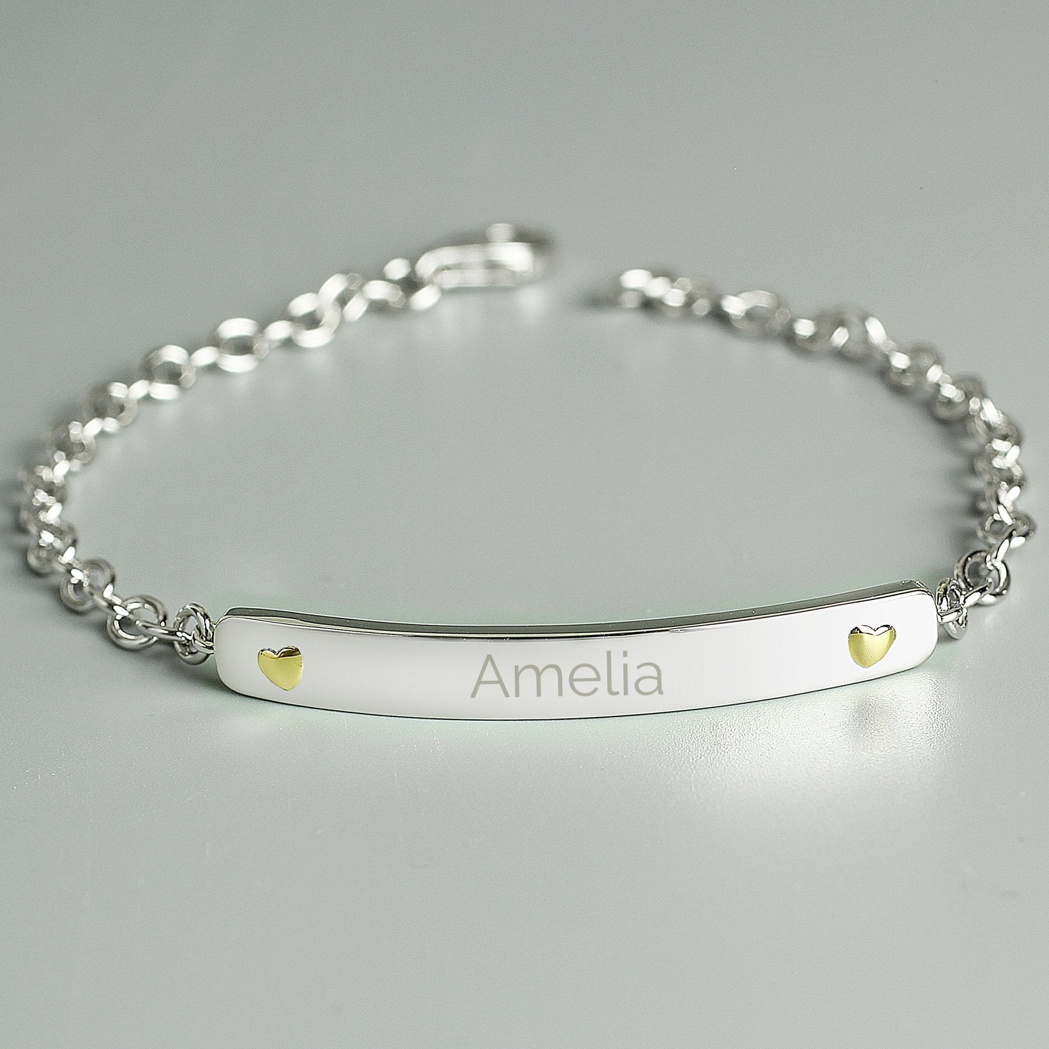 Personalised Sterling Silver and 9ct Gold Bar Bracelet | Inspired Creative Gifts | UK Supplier
