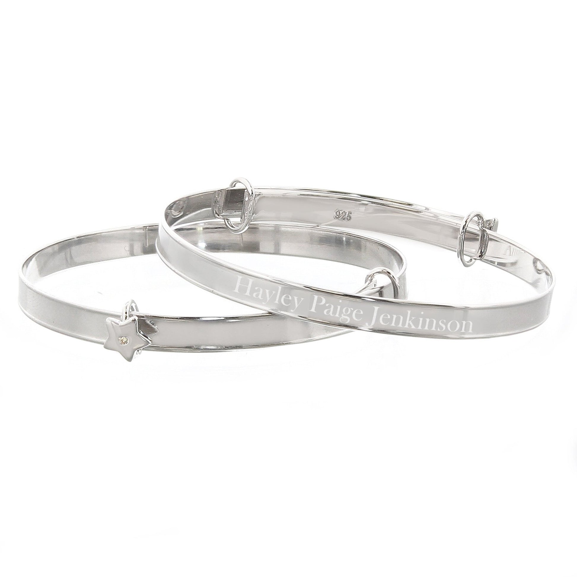 Personalised Sterling Silver Childs Expanding Diamante Star Bracelet | Inspired Creative Gifts | UK Supplier