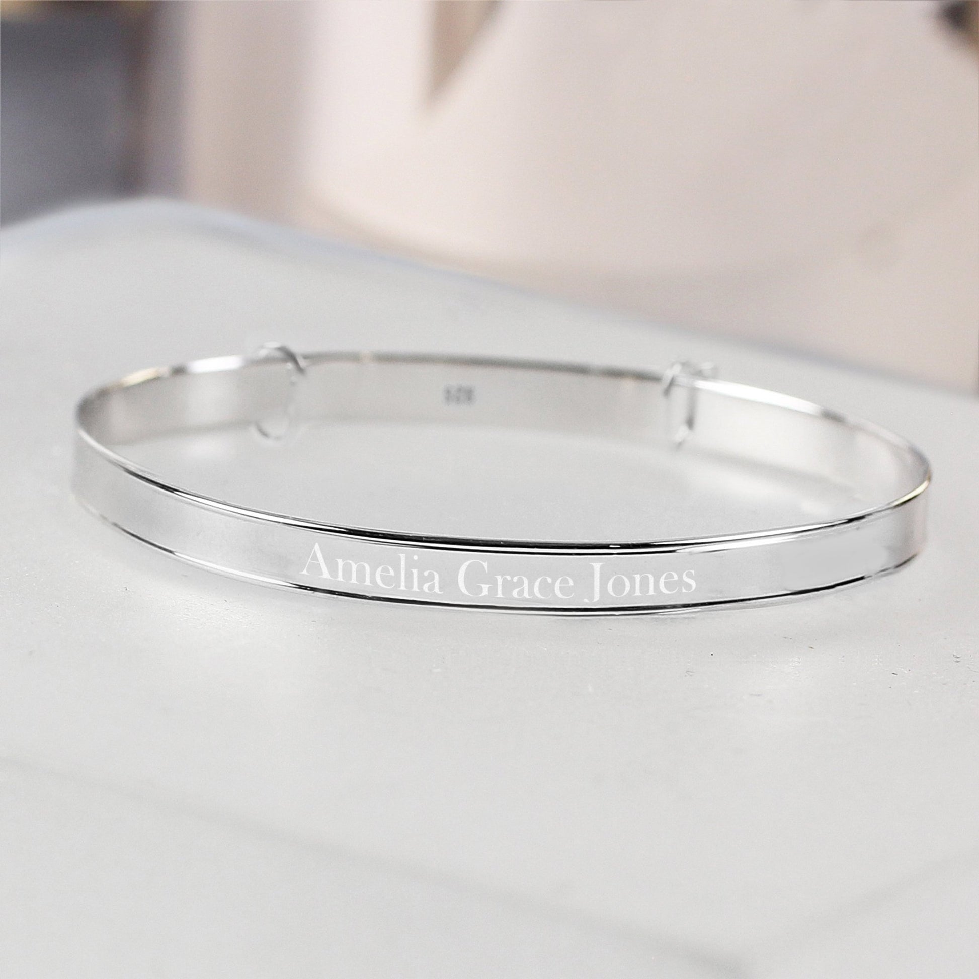 Personalised Sterling Silver Childs Expanding Diamante Star Bracelet | Inspired Creative Gifts | UK Supplier