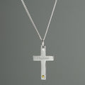 Personalised Sterling Silver Cross with 9ct Gold Heart & CZ Necklace | Inspired Creative Gifts | UK Supplier