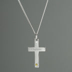 Personalised Sterling Silver Cross with 9ct Gold Heart & CZ Necklace | Inspired Creative Gifts | UK Supplier