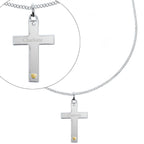 Personalised Sterling Silver Cross with 9ct Gold Heart & CZ Necklace | Inspired Creative Gifts | UK Supplier