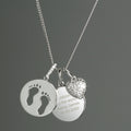 Personalised Sterling Silver Footprints and Cubic Zirconia Heart Necklace | Inspired Creative Gifts | UK Supplier