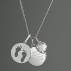 Personalised Sterling Silver Footprints and Cubic Zirconia Heart Necklace | Inspired Creative Gifts | UK Supplier