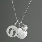 Personalised Sterling Silver Footprints and Cubic Zirconia Heart Necklace | Inspired Creative Gifts | UK Supplier