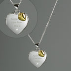 Personalised Sterling Silver Heart Locket Necklace with Diamond & 9ct Gold Charm | Inspired Creative Gifts | UK Supplier