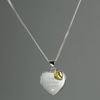 Personalised Sterling Silver Heart Locket Necklace with Diamond & 9ct Gold Charm | Inspired Creative Gifts | UK Supplier