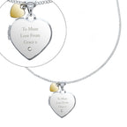 Personalised Sterling Silver Heart Locket Necklace with Diamond & 9ct Gold Charm | Inspired Creative Gifts | UK Supplier