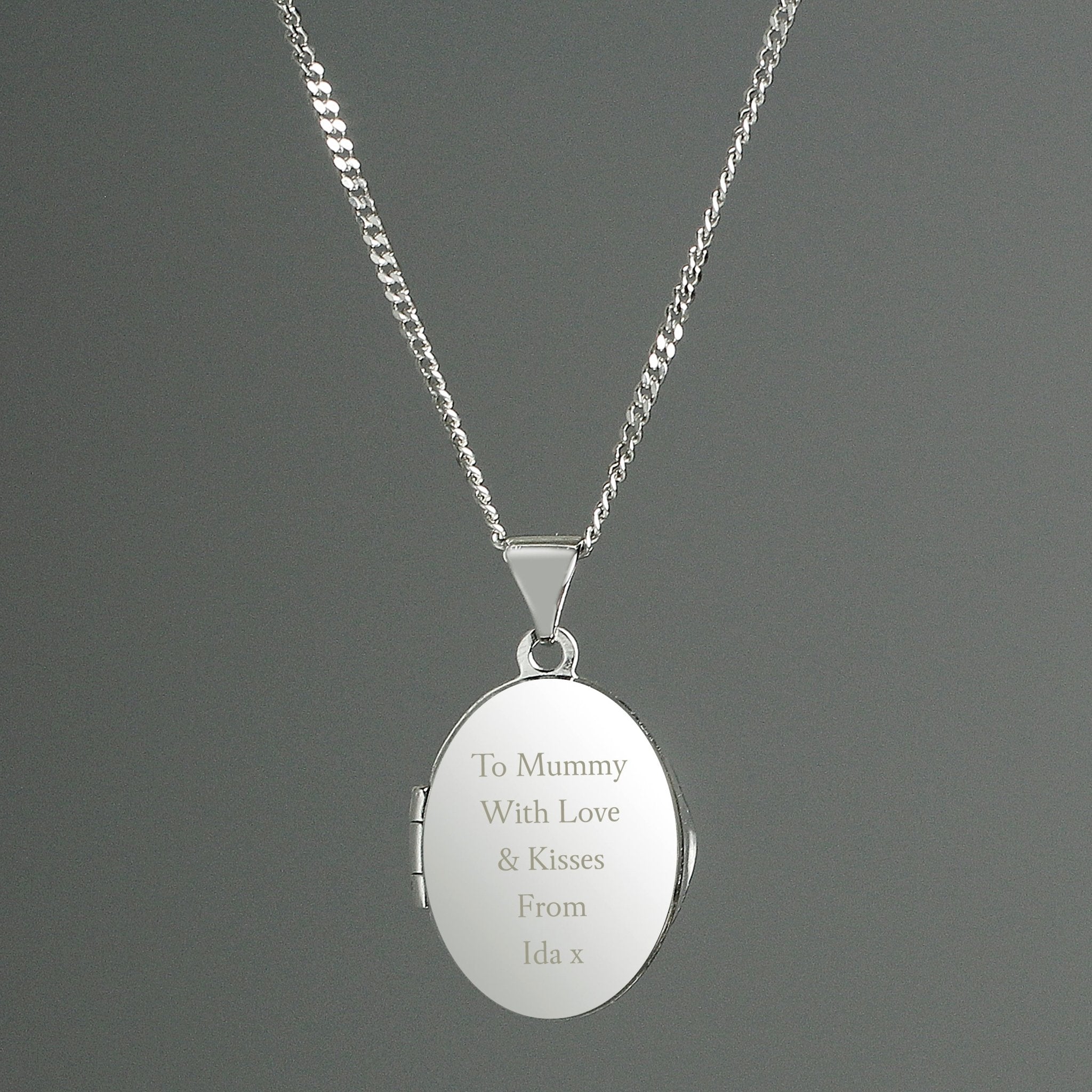 Personalised Sterling Silver Oval Locket Necklace | Inspired Creative Gifts | UK Supplier