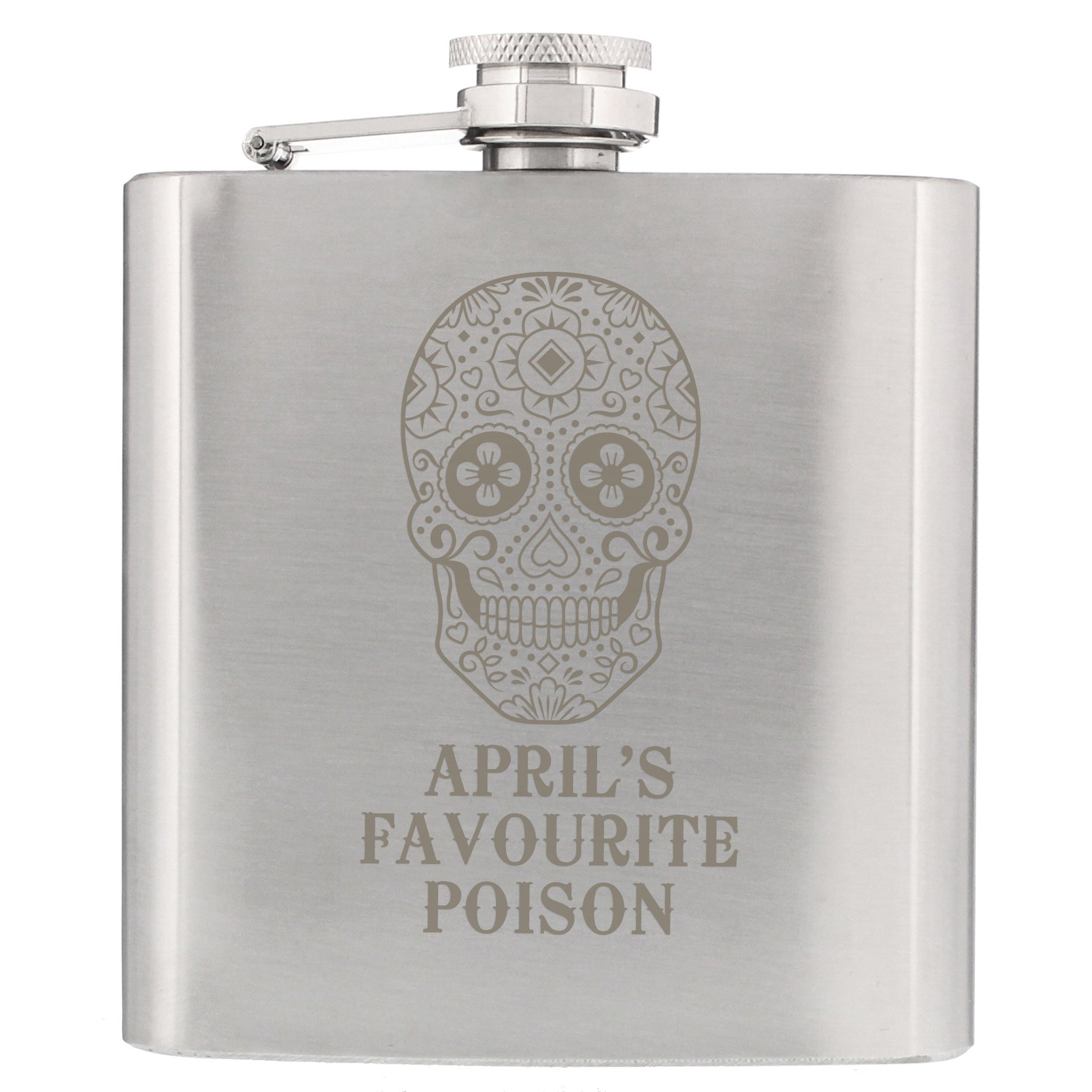 Personalised Sugar Skull Hip Flask | Inspired Creative Gifts | UK Supplier