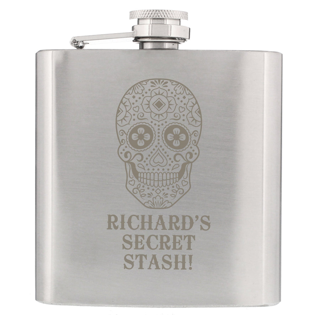 Personalised Sugar Skull Hip Flask | Inspired Creative Gifts | UK Supplier