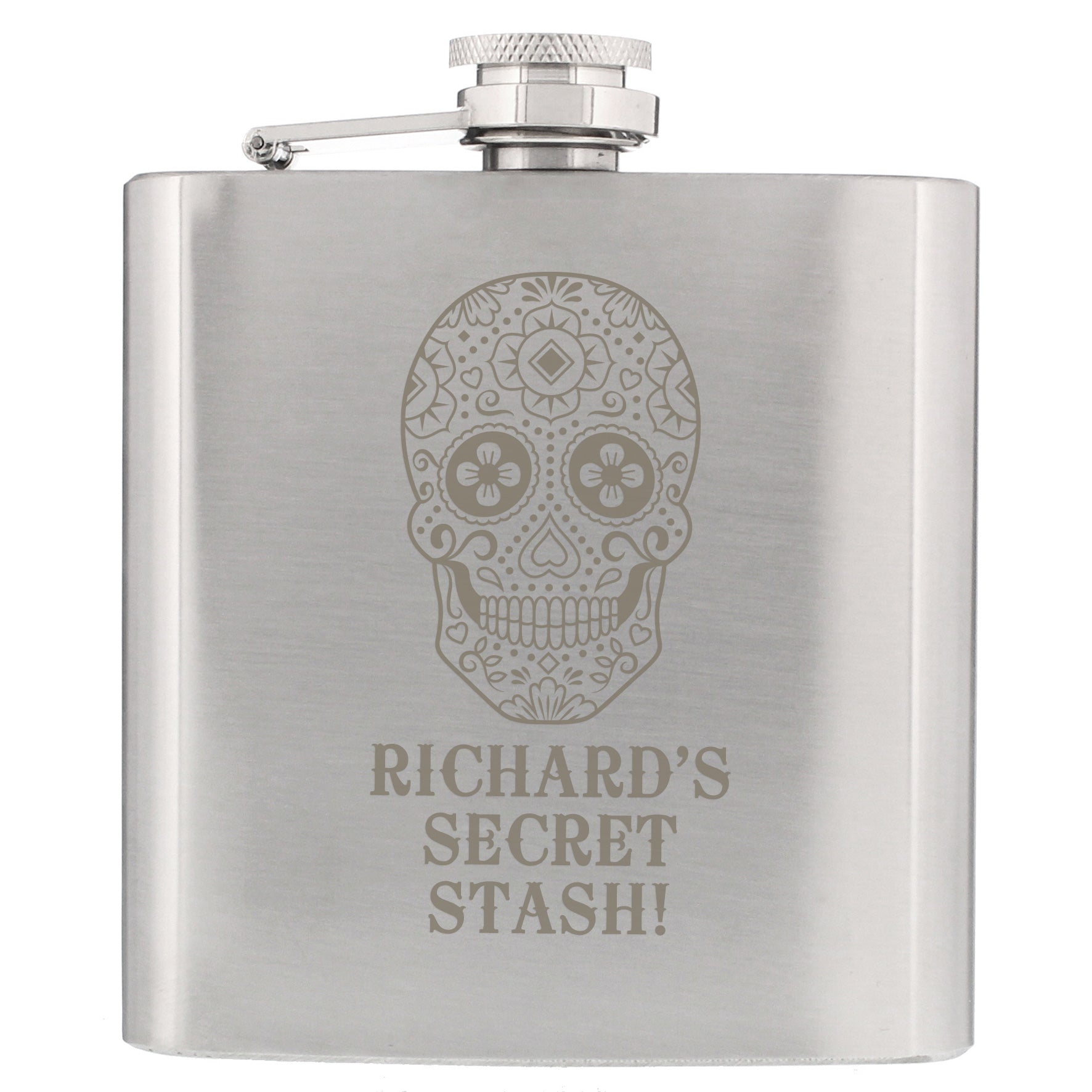 Personalised Sugar Skull Hip Flask | Inspired Creative Gifts | UK Supplier