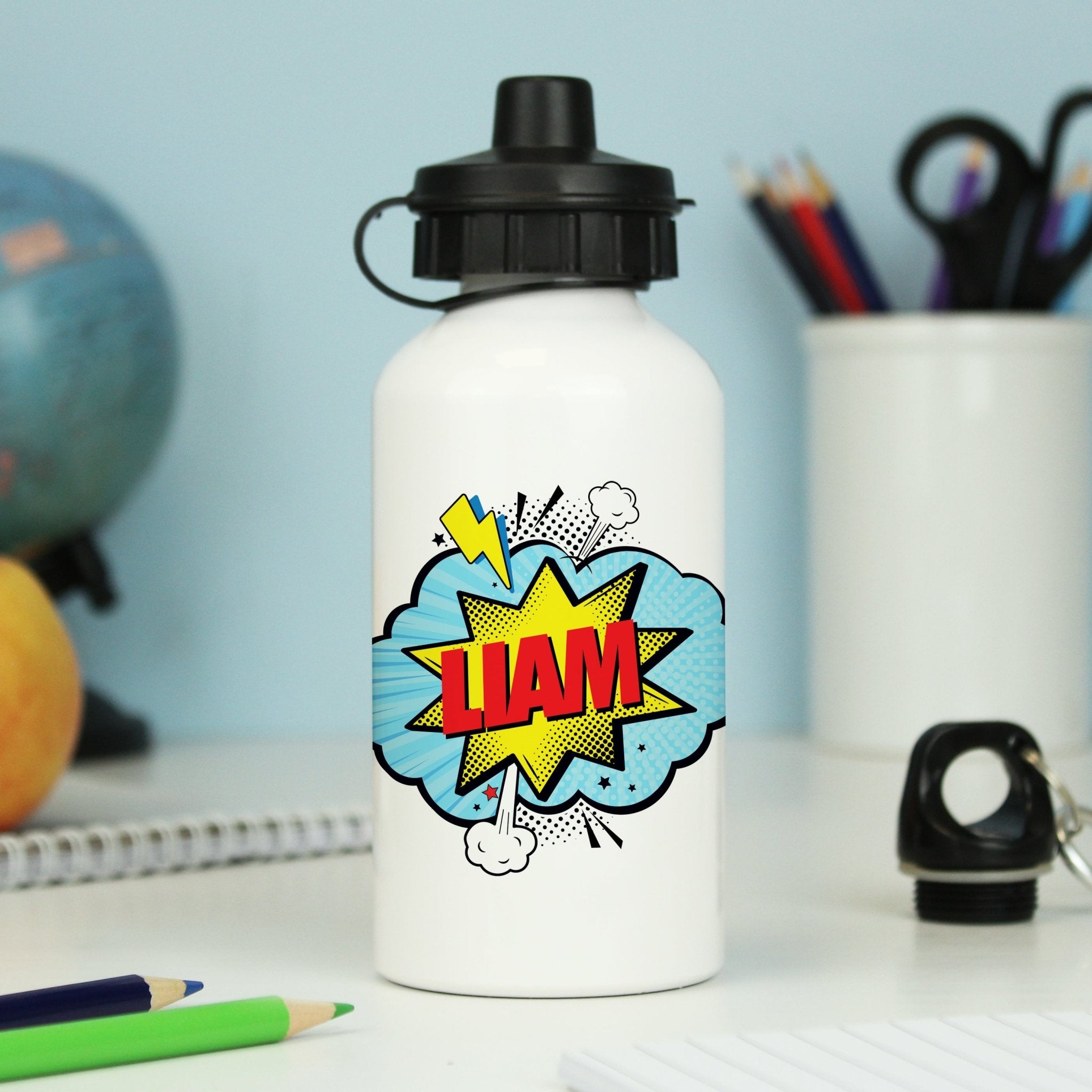 Personalised Superhero Drinks Bottle | Inspired Creative Gifts | UK Supplier