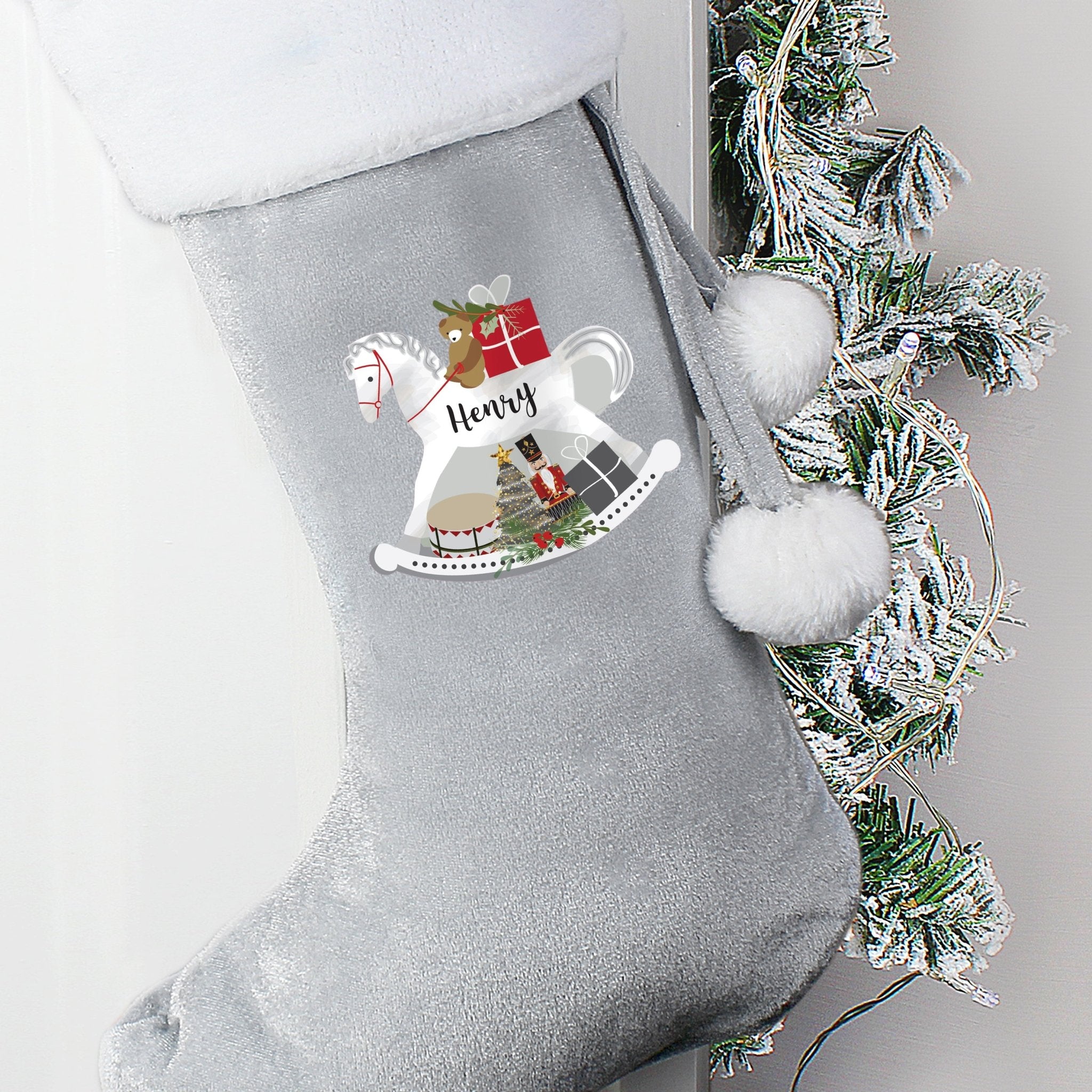 Personalised Swan Lake Luxury Silver Grey Stocking | Inspired Creative Gifts | UK Supplier
