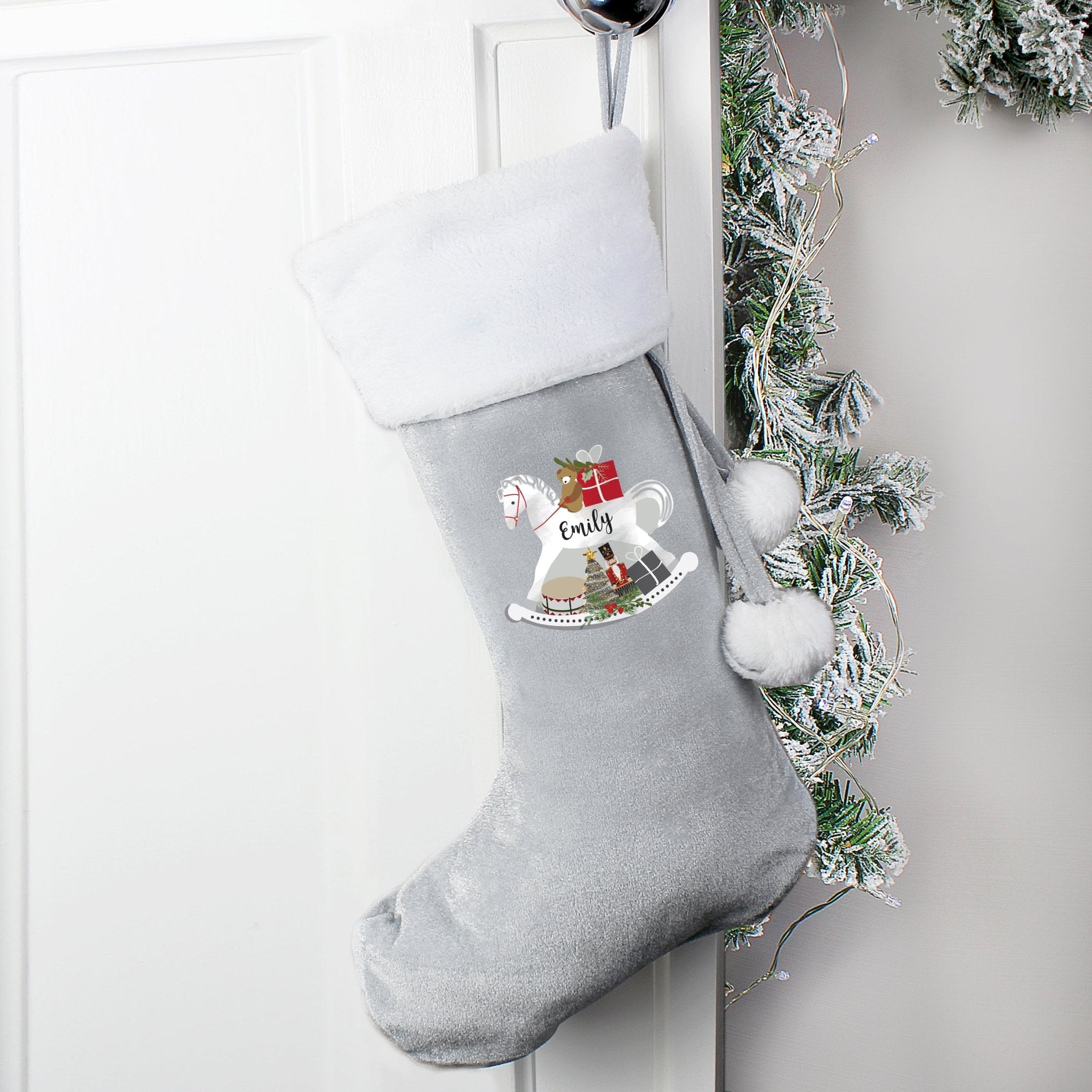 Personalised Swan Lake Luxury Silver Grey Stocking | Inspired Creative Gifts | UK Supplier