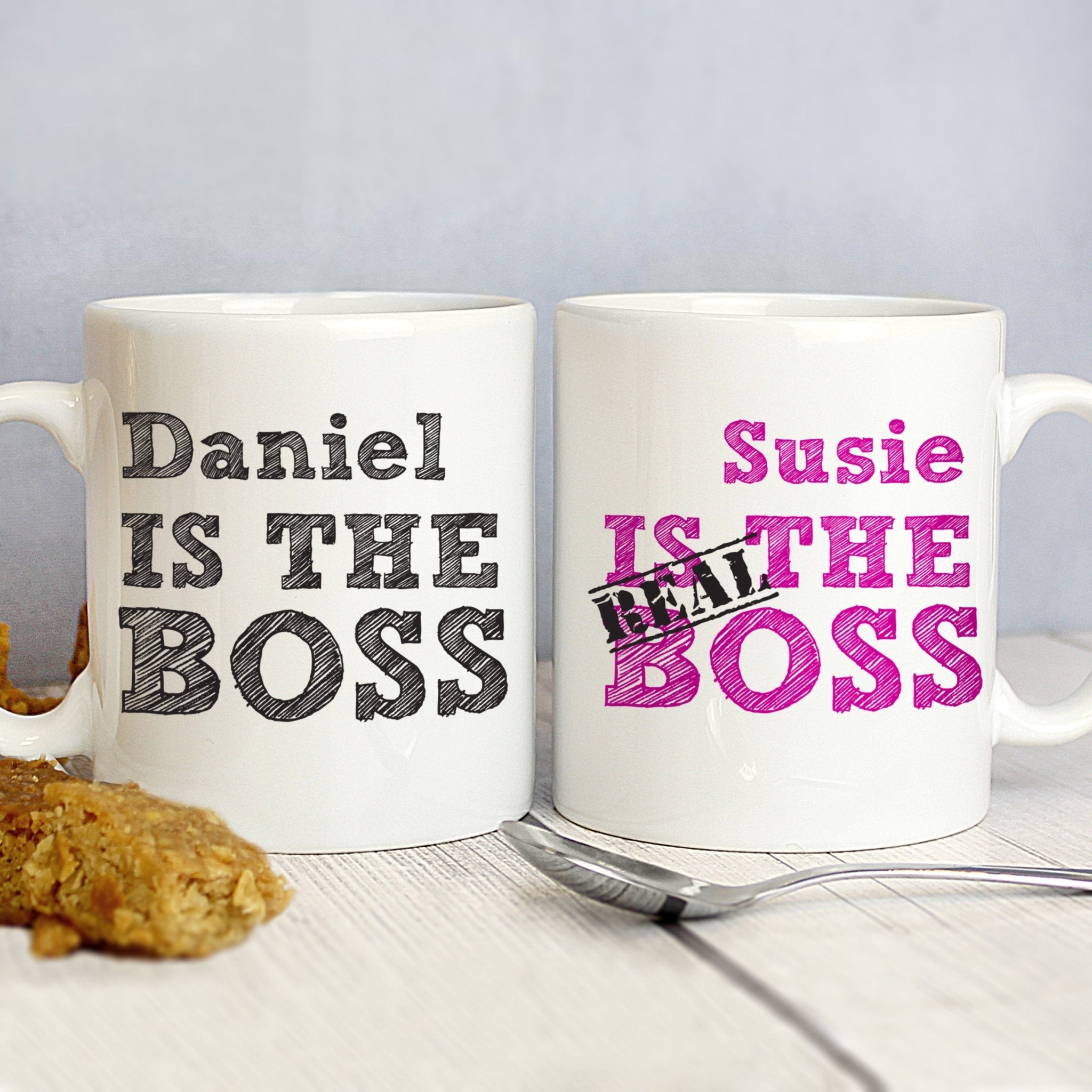 Personalised The Real Boss Sketch Mug Set | Inspired Creative Gifts | UK Supplier