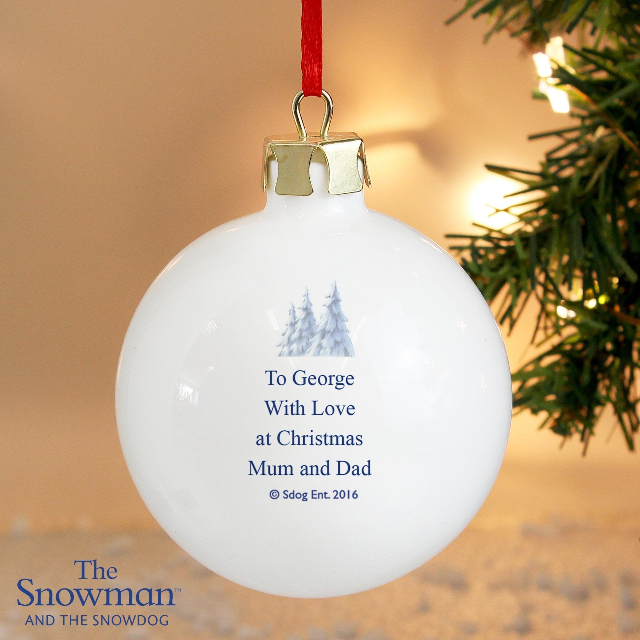 Personalised The Snowman and the Snowdog Bauble | Inspired Creative Gifts | UK Supplier