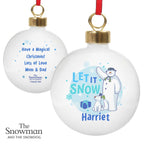 Personalised The Snowman and the Snowdog Blue Bauble | Inspired Creative Gifts | UK Supplier