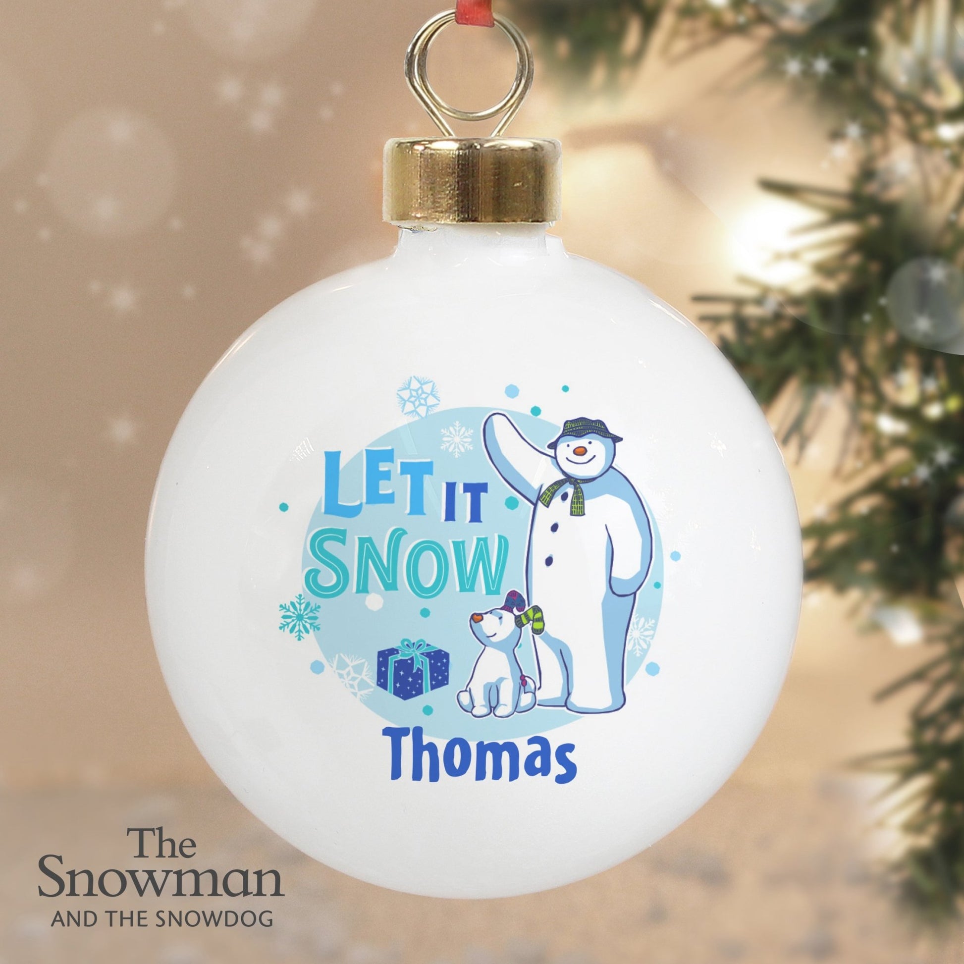 Personalised The Snowman and the Snowdog Blue Bauble | Inspired Creative Gifts | UK Supplier