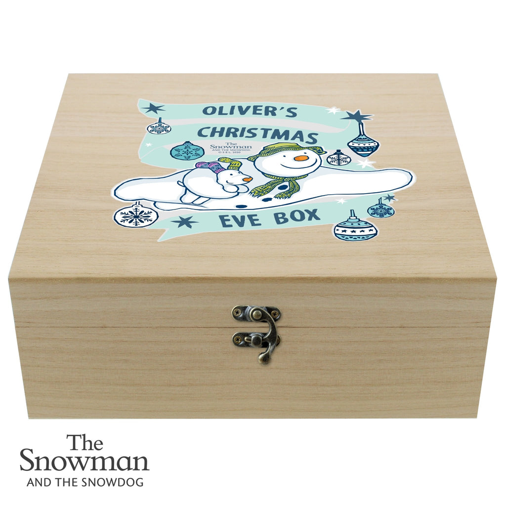 Personalised The Snowman and the Snowdog Large Wooden Christmas Eve Box | Inspired Creative Gifts | UK Supplier