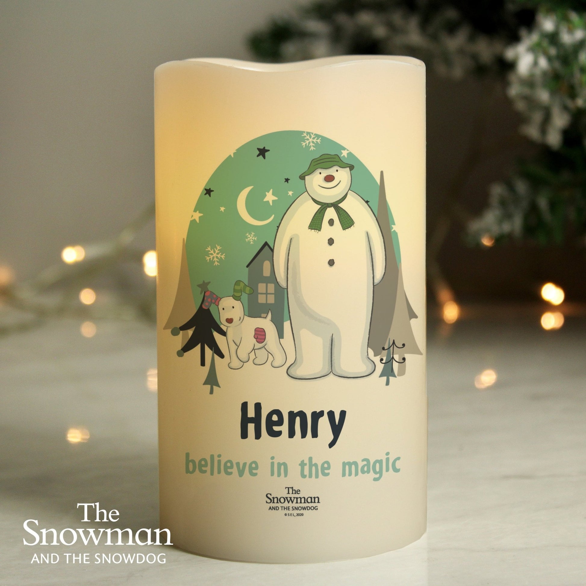 Personalised The Snowman and the Snowdog LED Candle | Inspired Creative Gifts | UK Supplier
