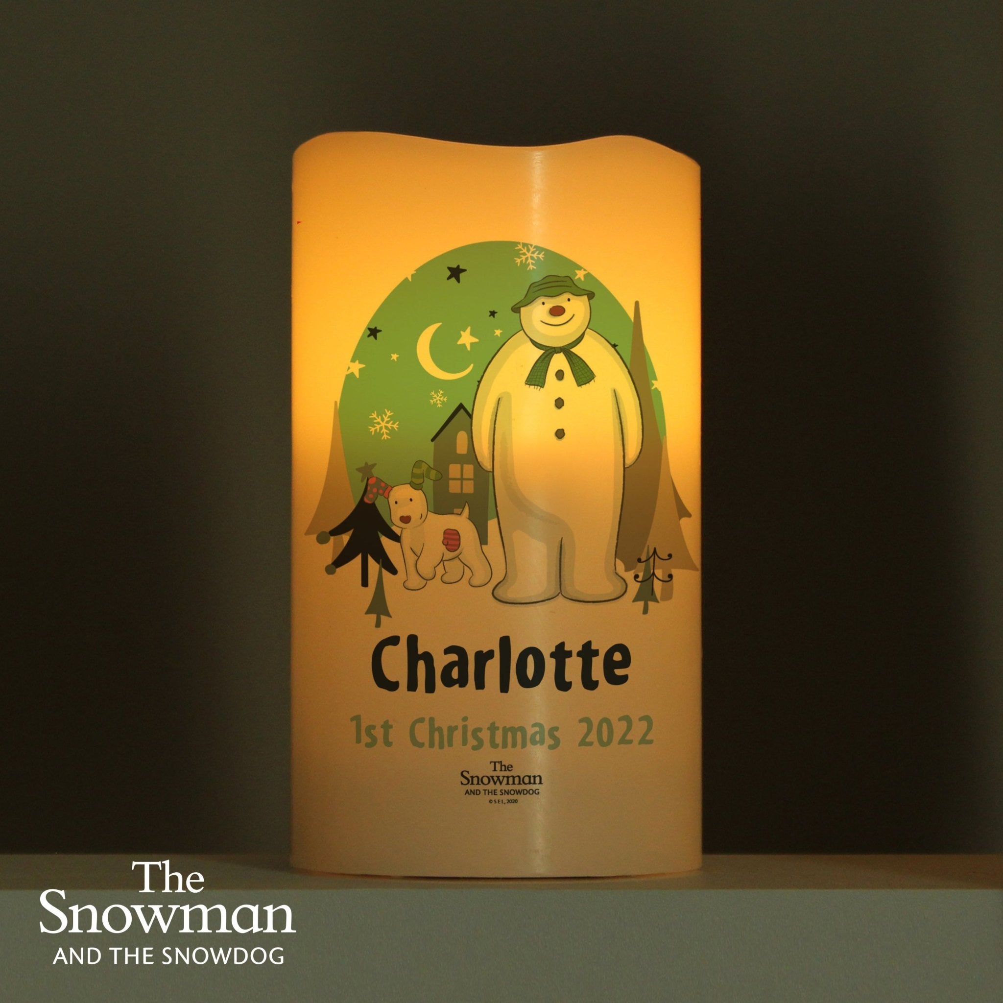 Personalised The Snowman and the Snowdog LED Candle | Inspired Creative Gifts | UK Supplier
