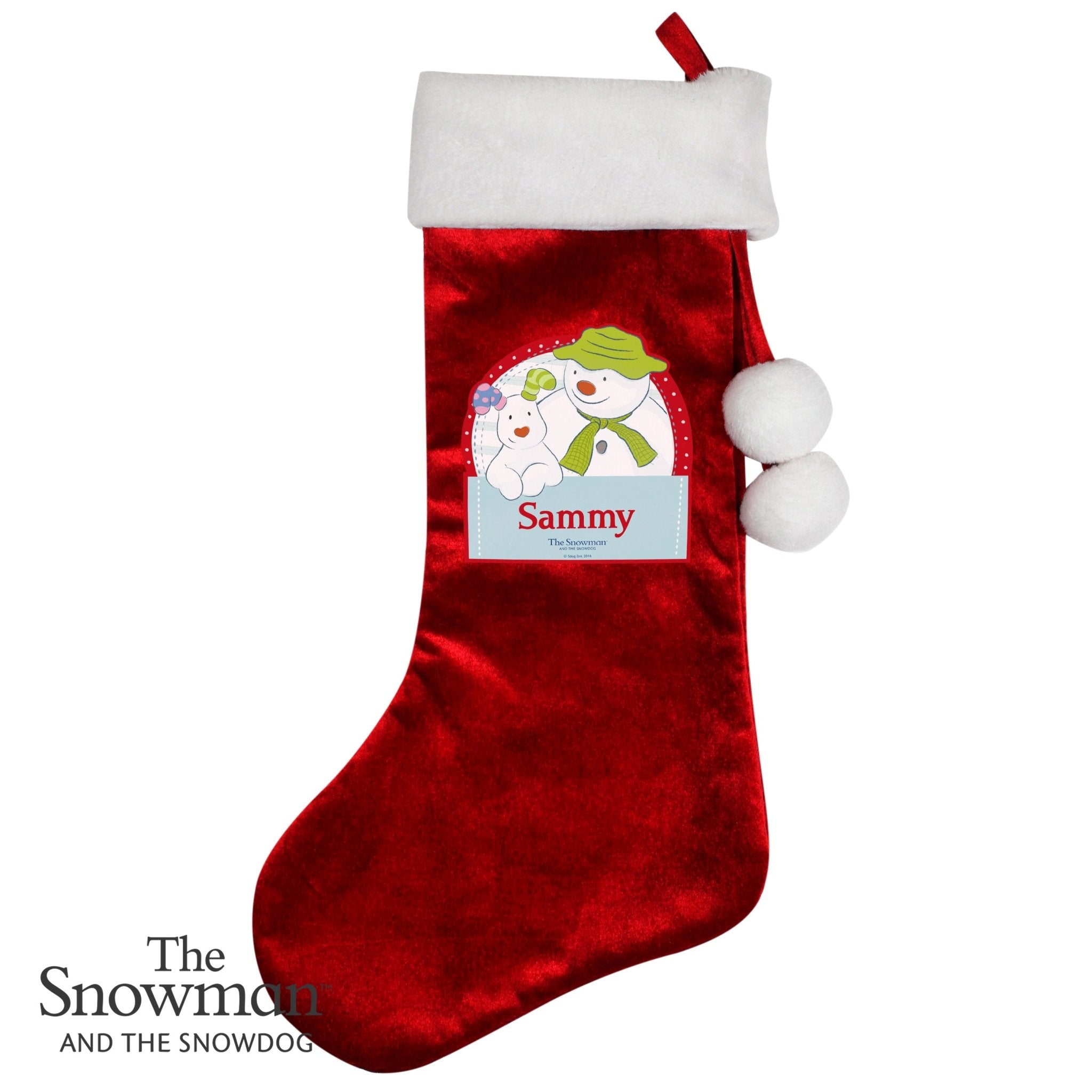 Personalised The Snowman and the Snowdog Luxury Red Stocking | Inspired Creative Gifts | UK Supplier