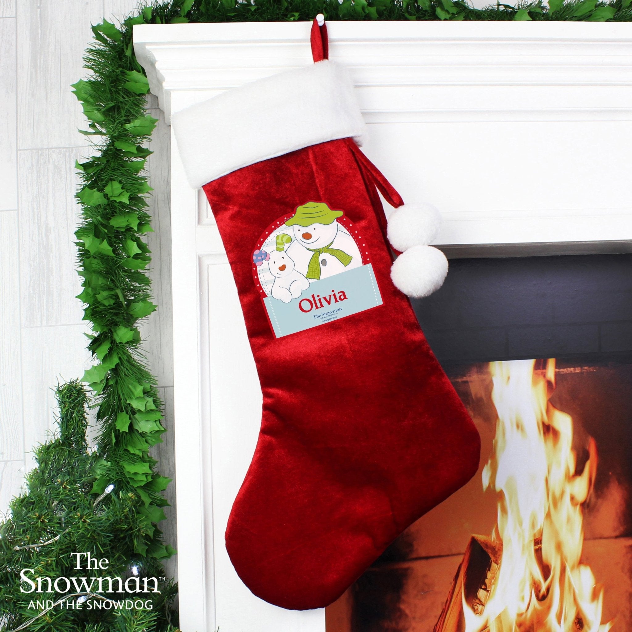 Personalised The Snowman and the Snowdog Luxury Red Stocking | Inspired Creative Gifts | UK Supplier