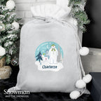 Personalised The Snowman and the Snowdog Luxury Silver Grey Pom Pom Sack | Inspired Creative Gifts | UK Supplier