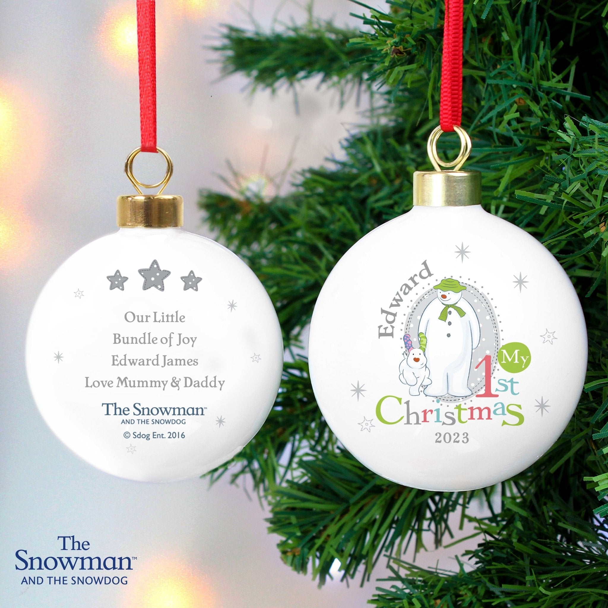 Personalised The Snowman and the Snowdog My 1st Christmas Bauble | Inspired Creative Gifts | UK Supplier