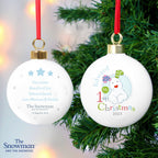 Personalised The Snowman and the Snowdog My 1st Christmas Blue Bauble | Inspired Creative Gifts | UK Supplier