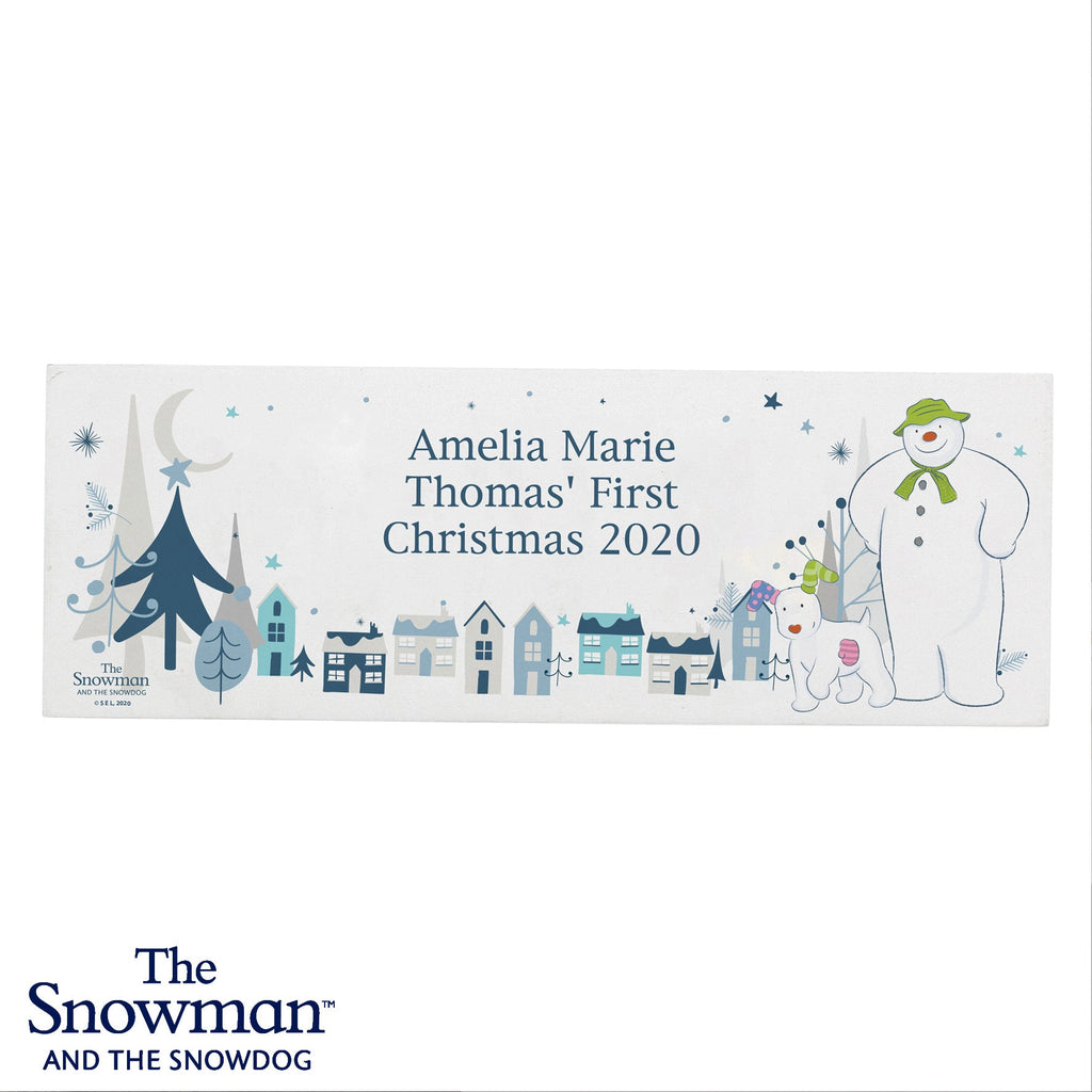 Personalised The Snowman and the Snowdog Wooden Mantel Decoration | Inspired Creative Gifts | UK Supplier