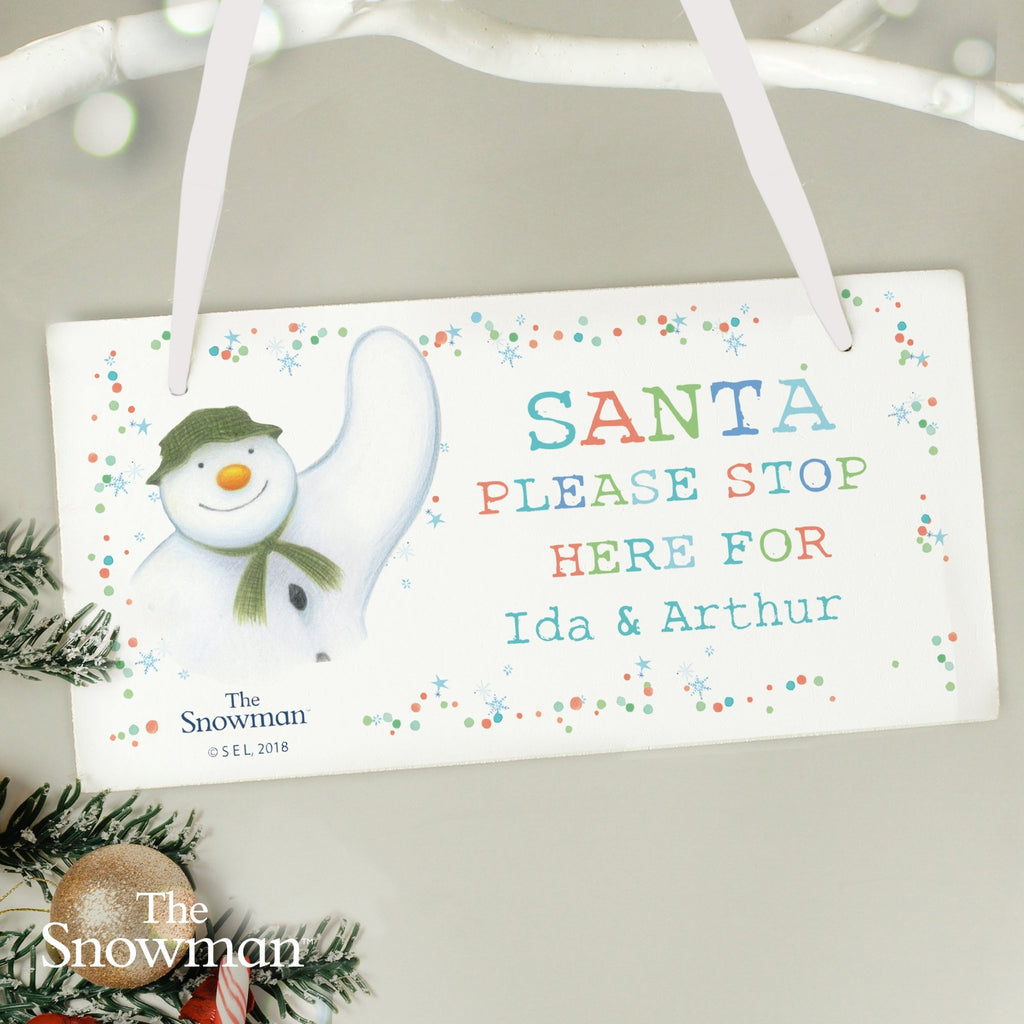 Personalised The Snowman Let it Snow Santa Stop Here Wooden Sign | Inspired Creative Gifts