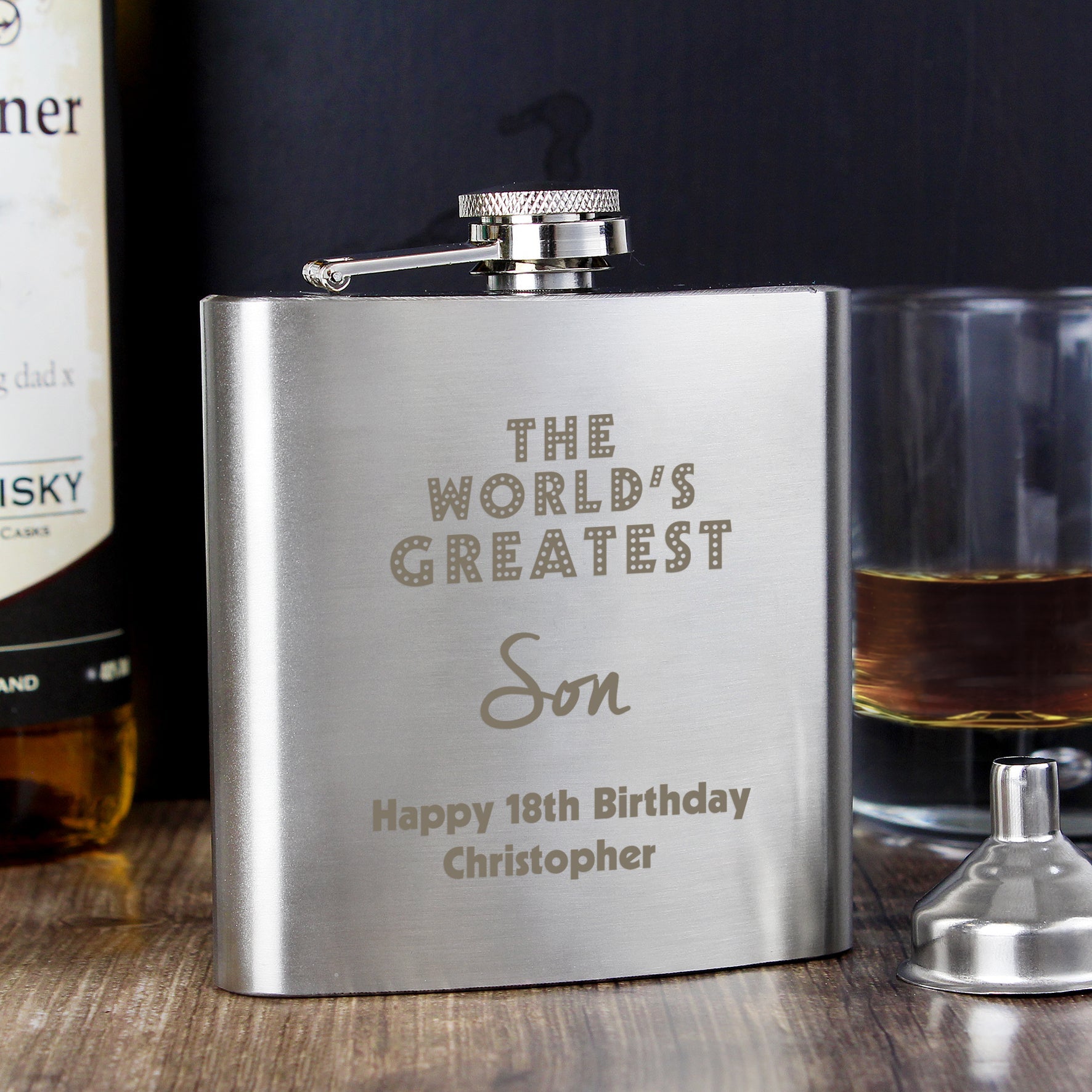 Personalised 'The World's Greatest' Hip Flask | Inspired Creative Gifts | UK Supplier