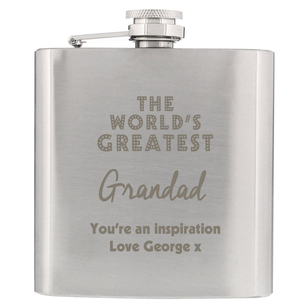 Personalised 'The World's Greatest' Hip Flask | Inspired Creative Gifts | UK Supplier