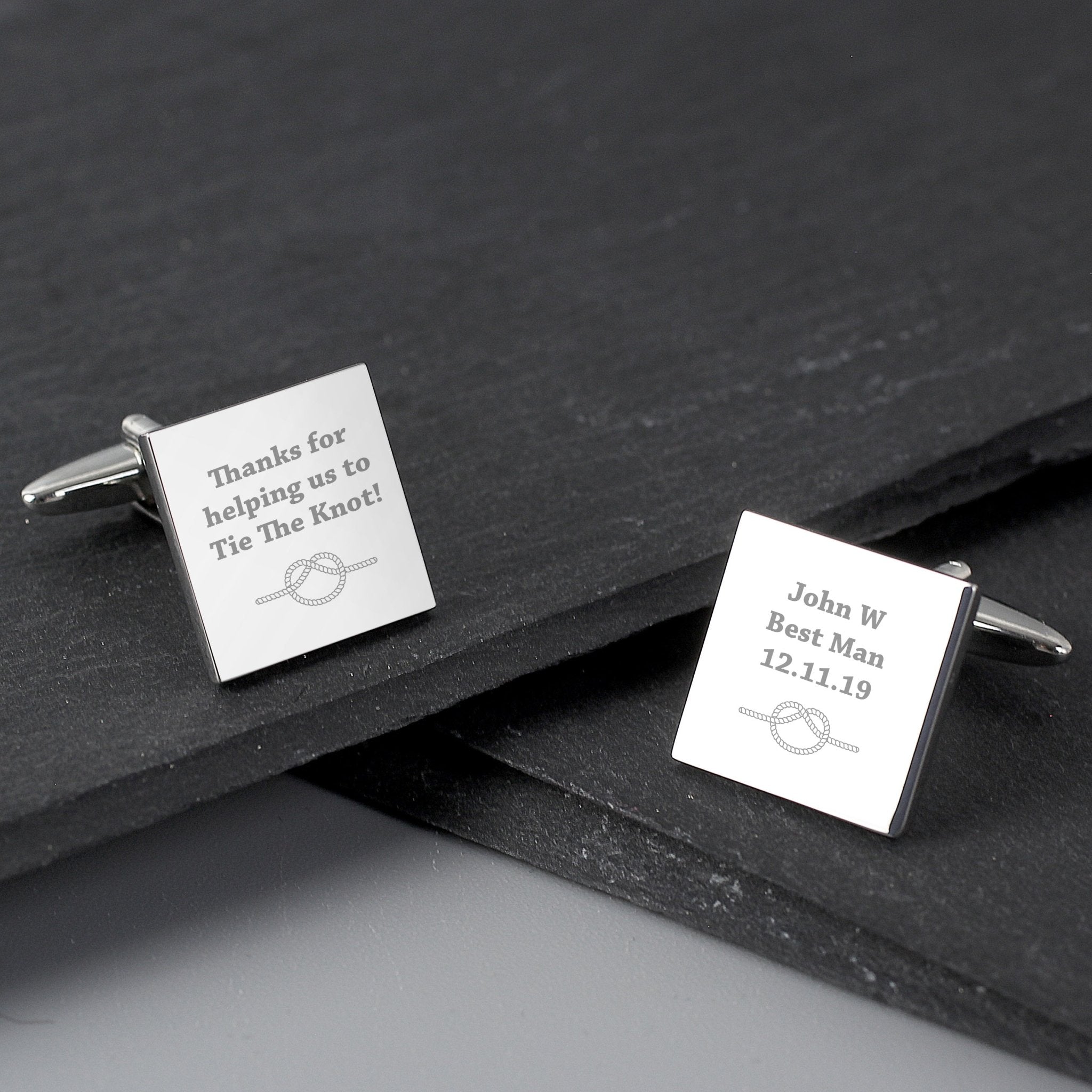 Personalised Tie the Knot Square Cufflinks | Inspired Creative Gifts | UK Supplier