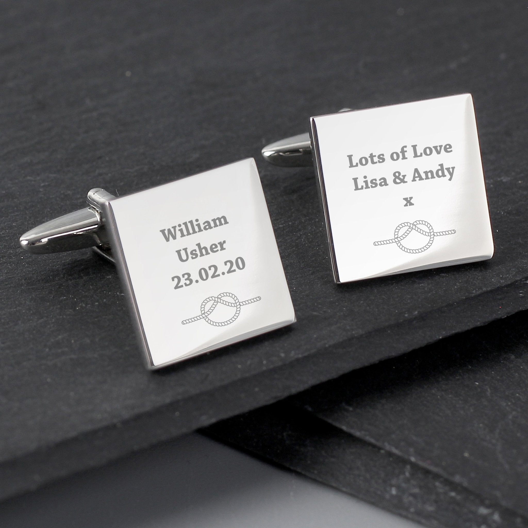 Personalised Tie the Knot Square Cufflinks | Inspired Creative Gifts | UK Supplier