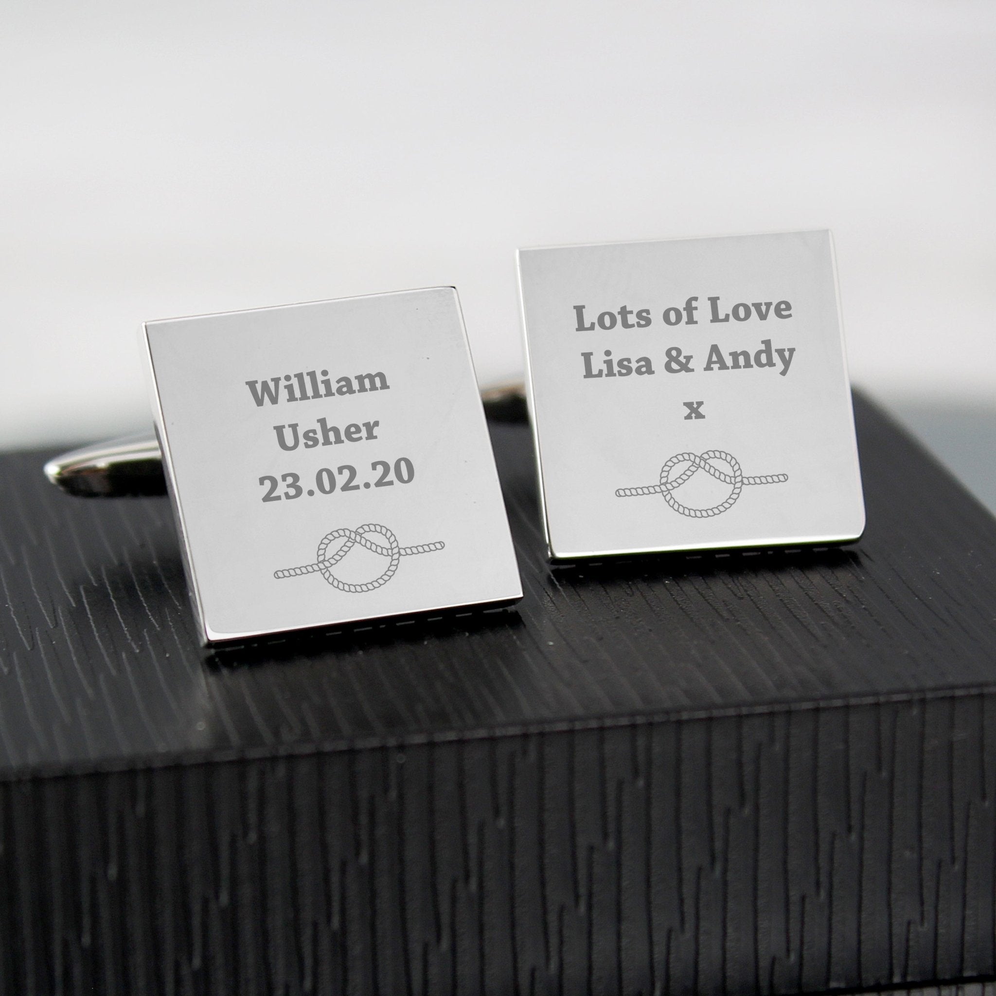 Personalised Tie the Knot Square Cufflinks | Inspired Creative Gifts | UK Supplier
