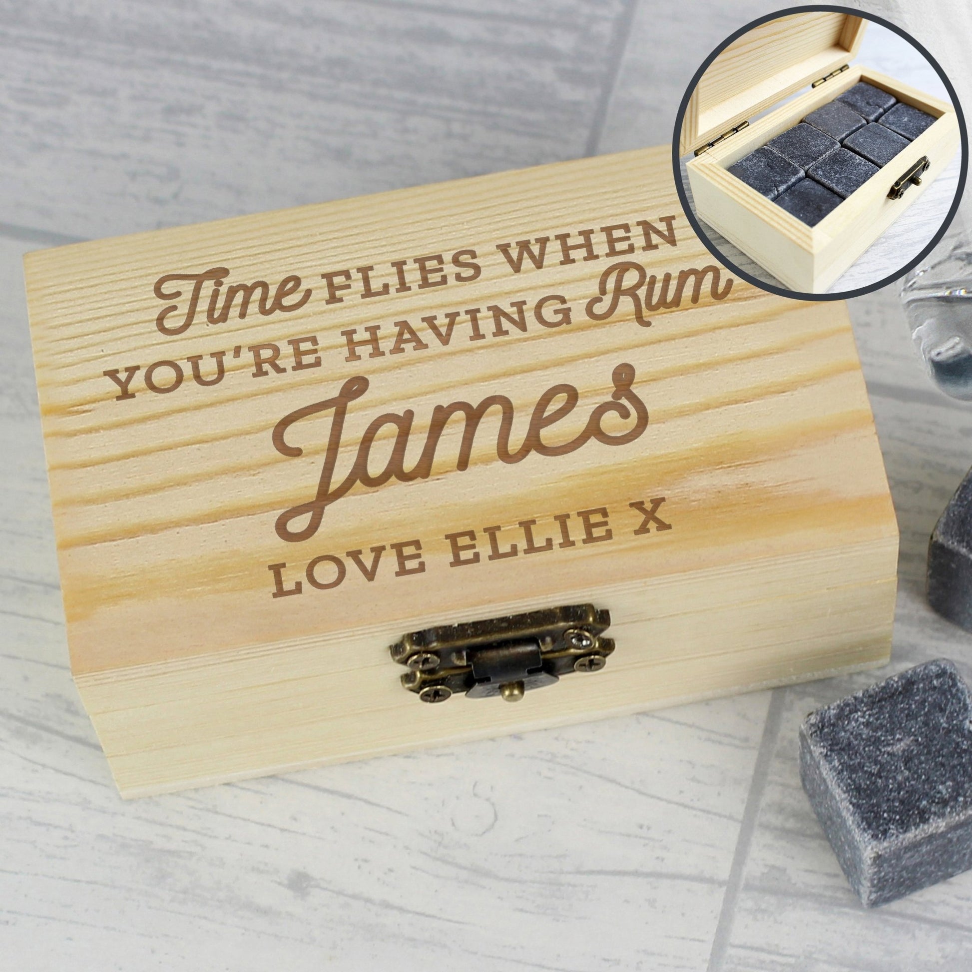 Personalised Time Flies When You're Having Rum Cooling Stones | Inspired Creative Gifts | UK Supplier