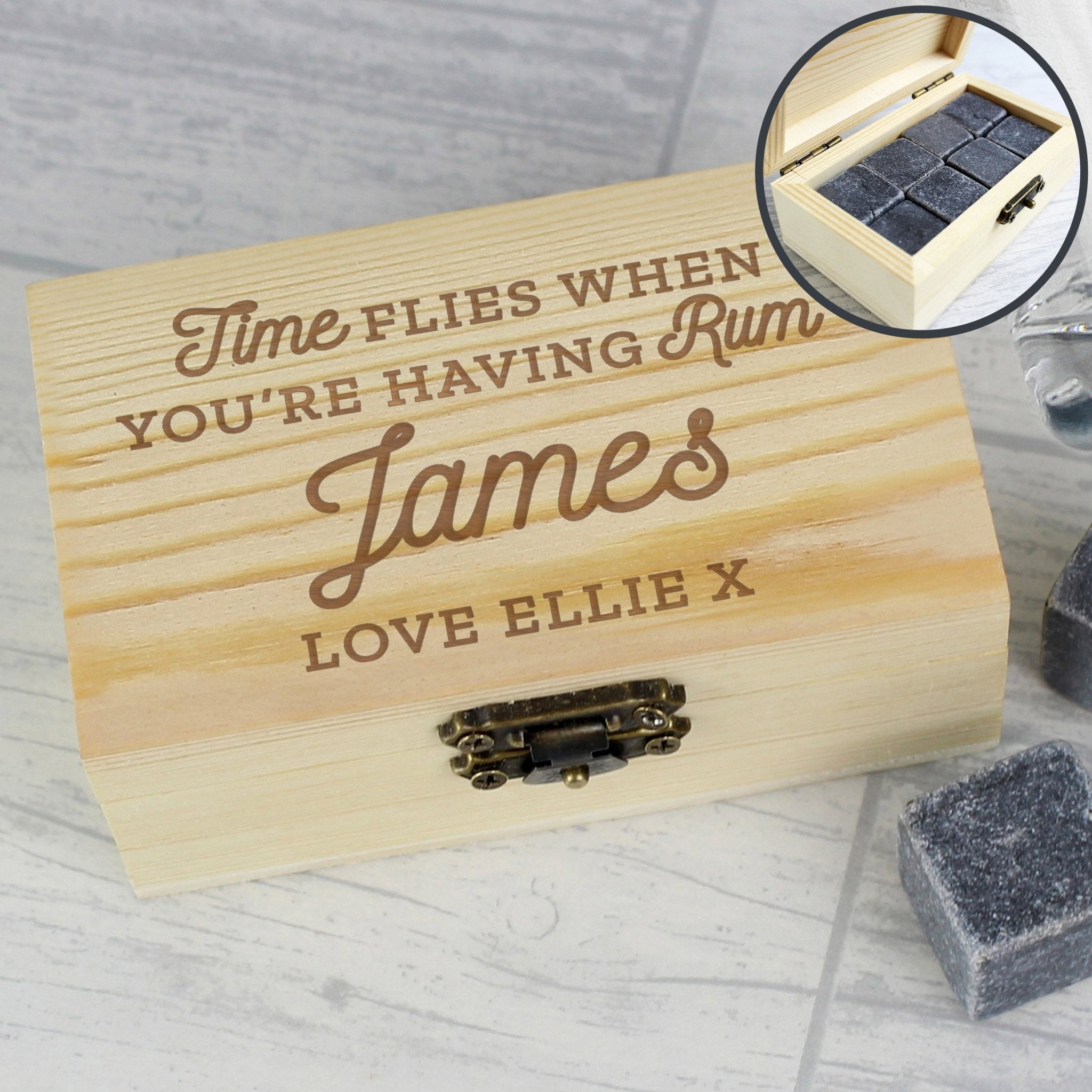 Personalised Time Flies When You're Having Rum Cooling Stones | Inspired Creative Gifts | UK Supplier