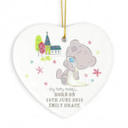 Personalised Tiny Tatty Teddy Christening Ceramic Heart Decoration | Inspired Creative Gifts | UK Supplier