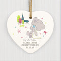 Personalised Tiny Tatty Teddy Christening Ceramic Heart Decoration | Inspired Creative Gifts | UK Supplier